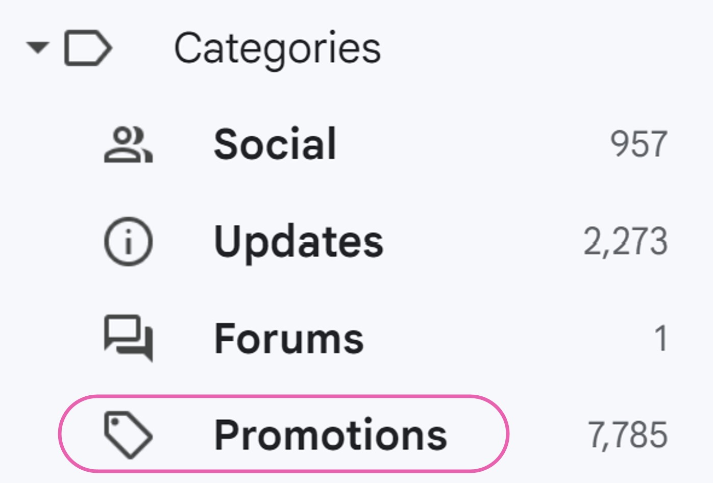 Gmail Promotions Tag Example